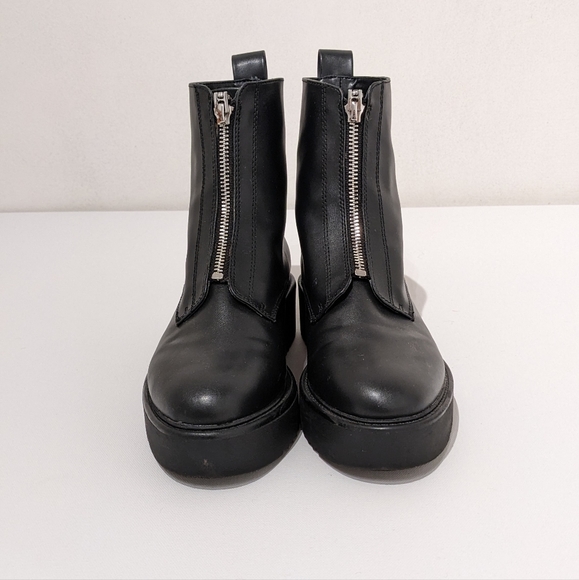 Black platform zip boots wedge H&M women's 8 - Picture 3 of 8